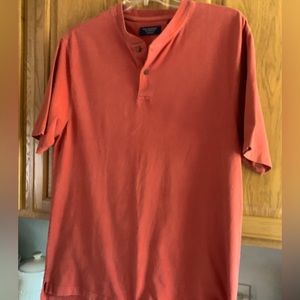 Mens Henley two button Tee,size Lg